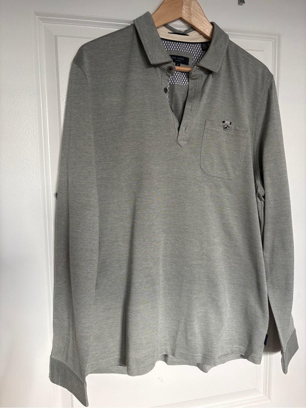 Ted Baker Sage Heather Green long-sleeved polo shirt size: XL 42